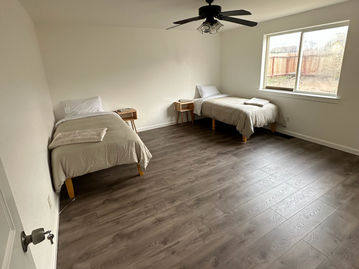 a double bed in a room